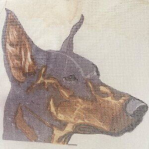 Doberman Clipped Ears Canvas Only Needlepoint‎ Finished Size  11x9 Canvas New